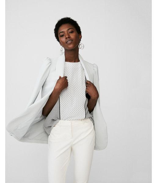 Express Womens Dotted Zip-back Crew Neck Blouse