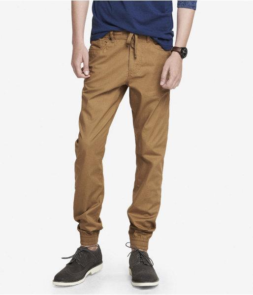 Express Mens Slouchy Slim Drawstring Jogger Pant Neutral W28