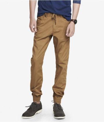 Express Mens Slouchy Slim Drawstring Jogger Pant Neutral W28
