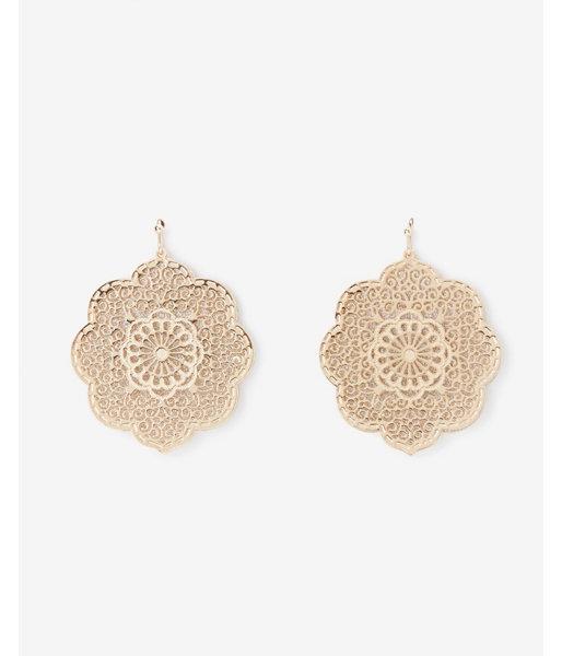 Express Womens Scalloped Glitter Filigree Drop Earrings