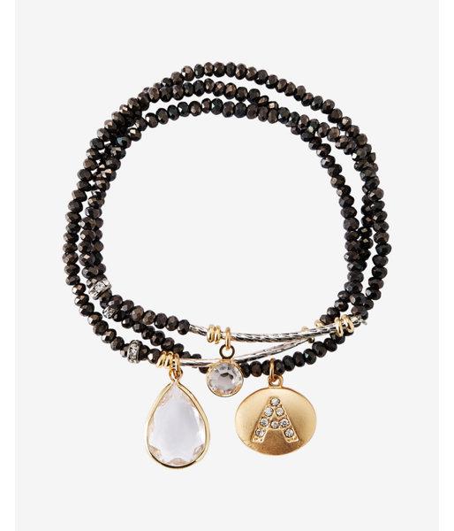 Express Womens Faceted A Initial Stretch Bracelet