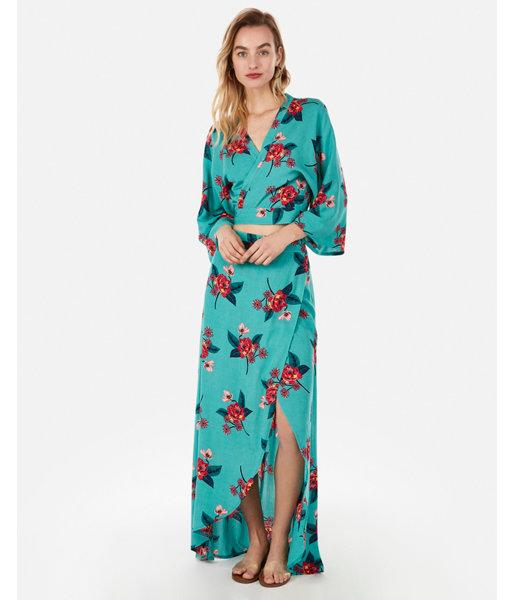 Express Womens Floral Print Tie Front Top