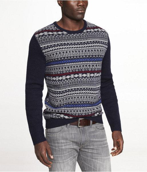 Mens Fair Isle Crew Neck Sweater