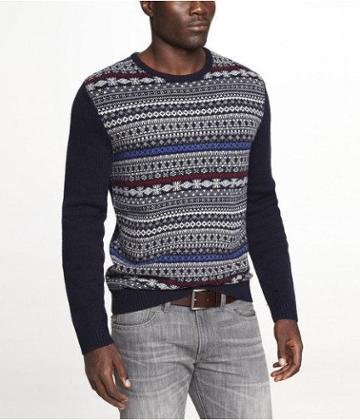 Mens Fair Isle Crew Neck Sweater