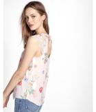 Express Womens Floral Print Cut-out Crochet Blouse