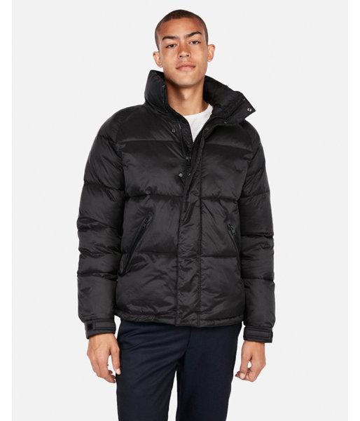 Express Mens Black Mock Neck Puffer Coat