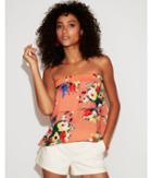 Express Womens Floral Tiered Ruffle Tube Top
