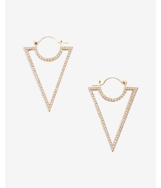 Express Womens Pave Triangle Earrings