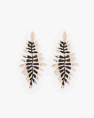 Express Womens Express Womens Linear Gold And Matte Black Leaf Drop Post Back Earrings