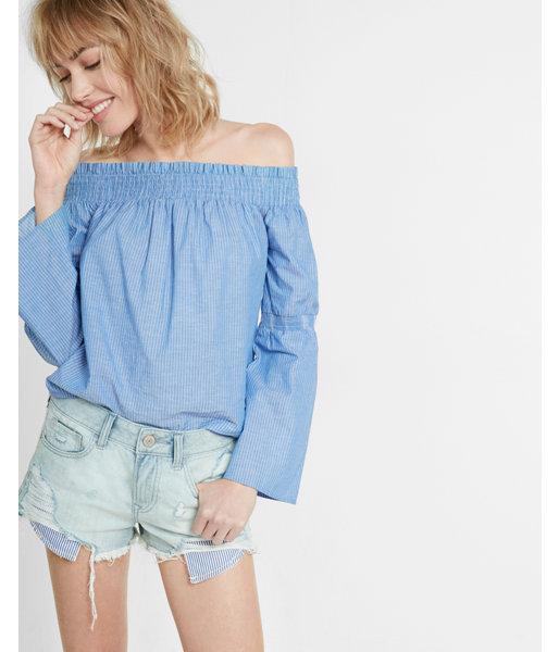 Express Womens Low Rise Striped Pocket Denim Cutoff