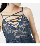 Express Floral Lace Tiered Lace-up V-neck Cami