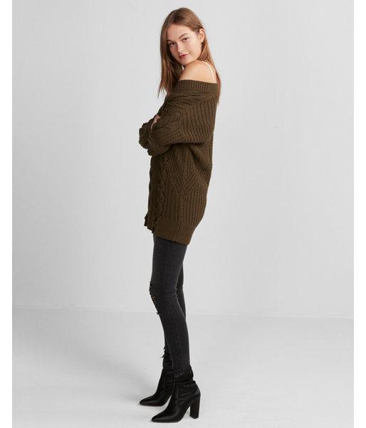 Express Womens Oversized Cable Knit Tunic
