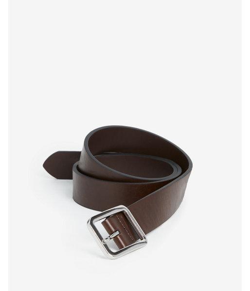 Express Mens Dark Brown Center Bar Prong Buckle Belt