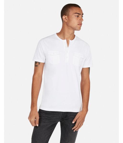 Express Mens Express Mens Signature Wrinkle-resistant Performance Stretch Pocket Henley