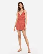 Express Womens Printed Double Strap Surplice Romper