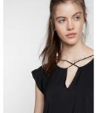 Express Solid Strappy Cross Front Tee