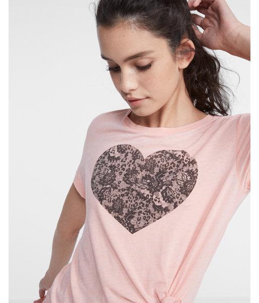 Express Lace Heart Graphic Tee