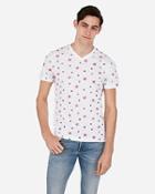 Express Mens Star Print Slub V-neck Tee