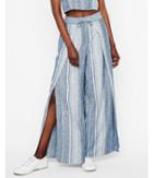Express Womens Petite High Waisted Striped Linen-blend Pant