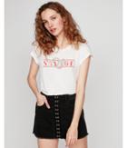 Express Womens Savage Snake Crew Neck Boxy Tee