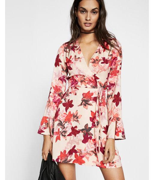 Express Womens Printed Faux Wrap Dress
