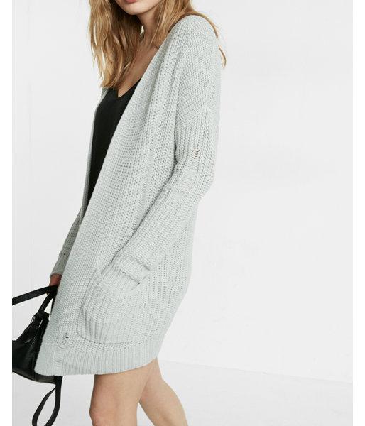 Express Womens Drop Knit Destroyed Dolman Cover-up