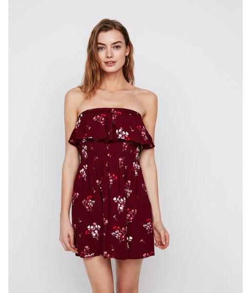 Express Womens Smocked Bodice Ruffle Cami Dress