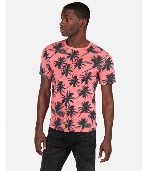 Express Mens Palm Tree Printed Tee