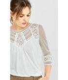 Express Women's Tops Crochet And Lace Topped Blouse