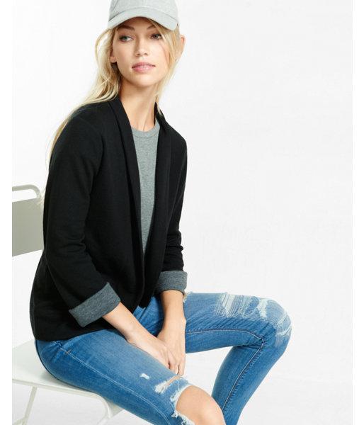 Express Womens Knit Curved Hem Jacket