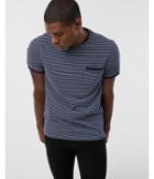 Express Mens Striped Pique Tipped Crew Neck Tee