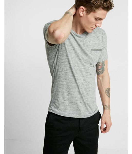 Express Striped Front Pocket Crew Neck Tee