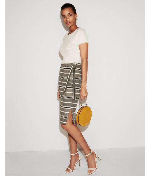 Express Womens High Waisted Striped Side Tie Pencil
