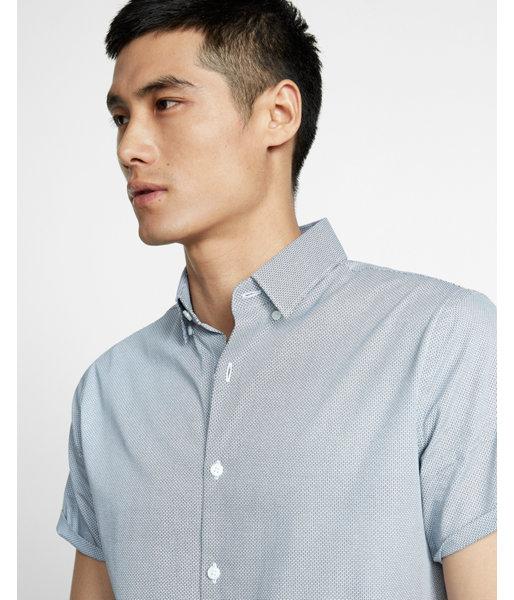Express Fitted Micro Oval Print Short Sleeve Cotton
