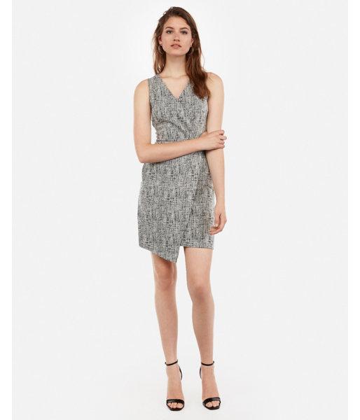 Express Womens Jacquard Surplice Front Pleated  Dress