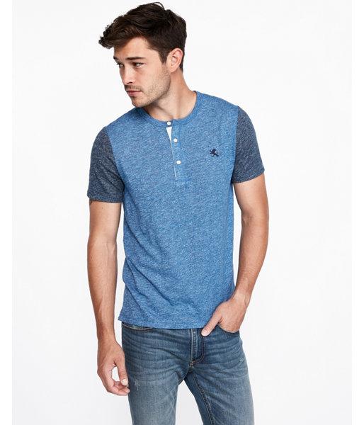Express Mens Small Lion Slub Color Block Henley