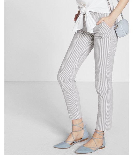 Express Womens Mid Rise Seersucker Columnist Ankle Pant