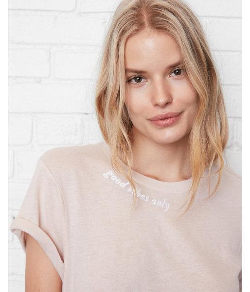 Express Womens Good Vibes Embroidery Tee