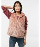 Express Womens Hooded Faux Fur Vest