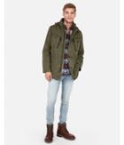 Express Mens Olive Green Garment Dyed Hooded Field Jacket