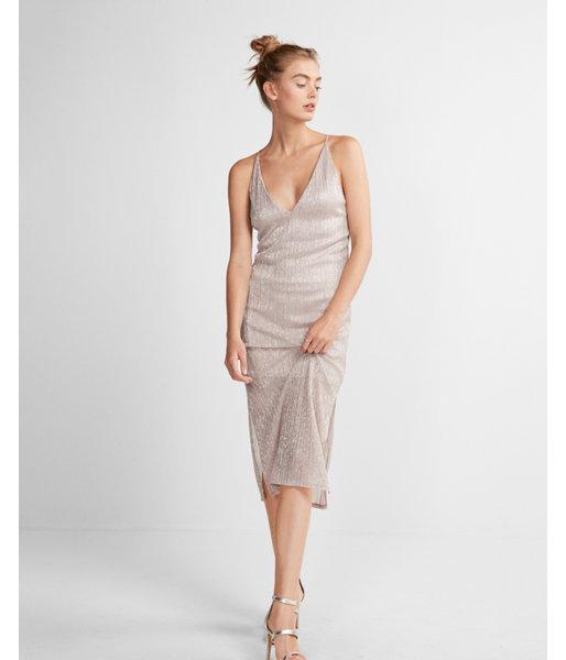 Express Womens Petite Sparkly Pleated Deep V-neck  Dress