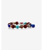 Express Womens Mixed Ornate And Wood Bead Stretch Bracelet