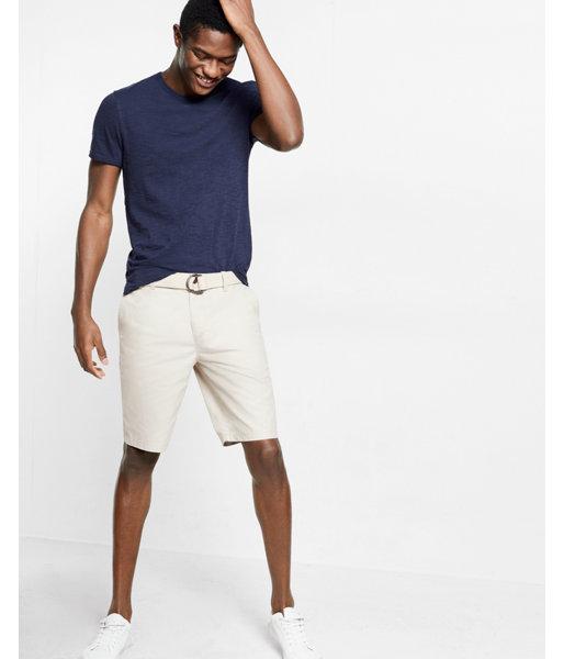 Express Mens Classic Fit 10 Inch Flat Front Belted