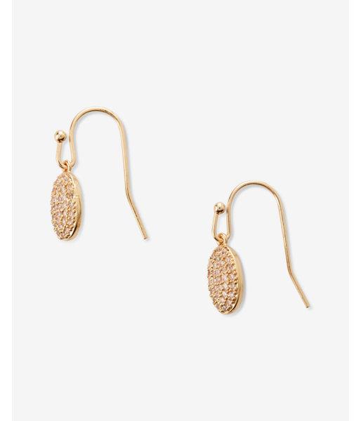 Express Womens Mini Pave Oval Drop Earrings