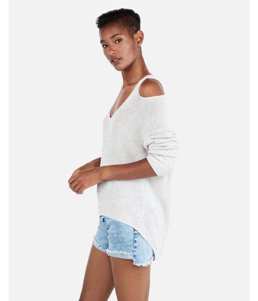 Express Womens Slash Shoulder Slouch Back Tunic