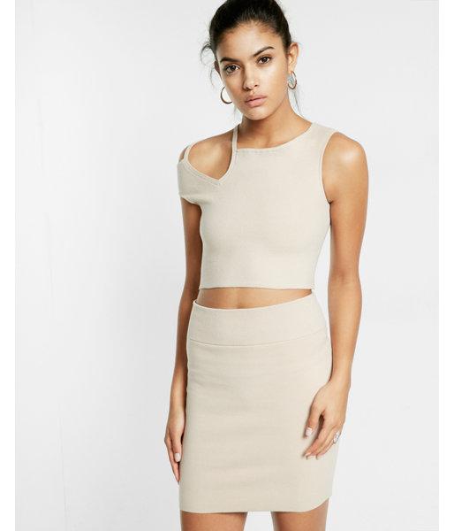 Express Asymmetrical Off The Shoulder Cropped Top