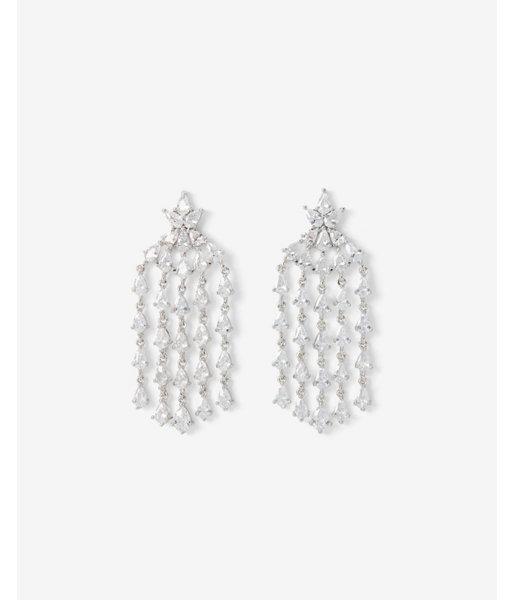 Express Womens Cubic Zirconia Teardrop Waterfall Earrings