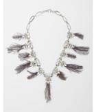 Express Womens Mixed Stone And Feather Station Statement Necklace