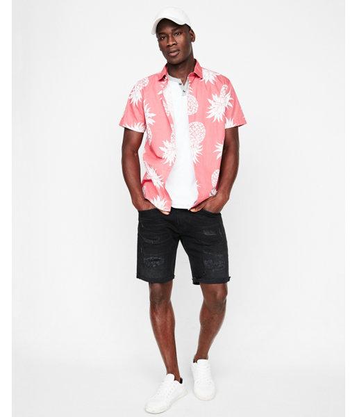 Express Mens Slim Pineapple Print Short Sleeve Cotton