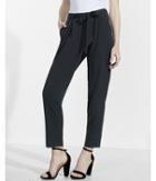 Express Womens Petite Mid Rise Jersey Paperbag Pant